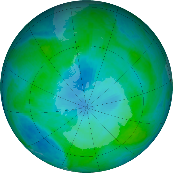 Antarctic ozone map for 02 February 2002
